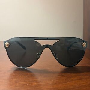 Versace Black Sunglasses with Gold Medusa Accents